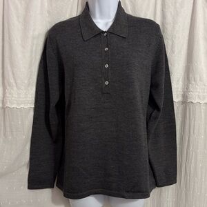Lands’ End Wool Grey Polo Sweater